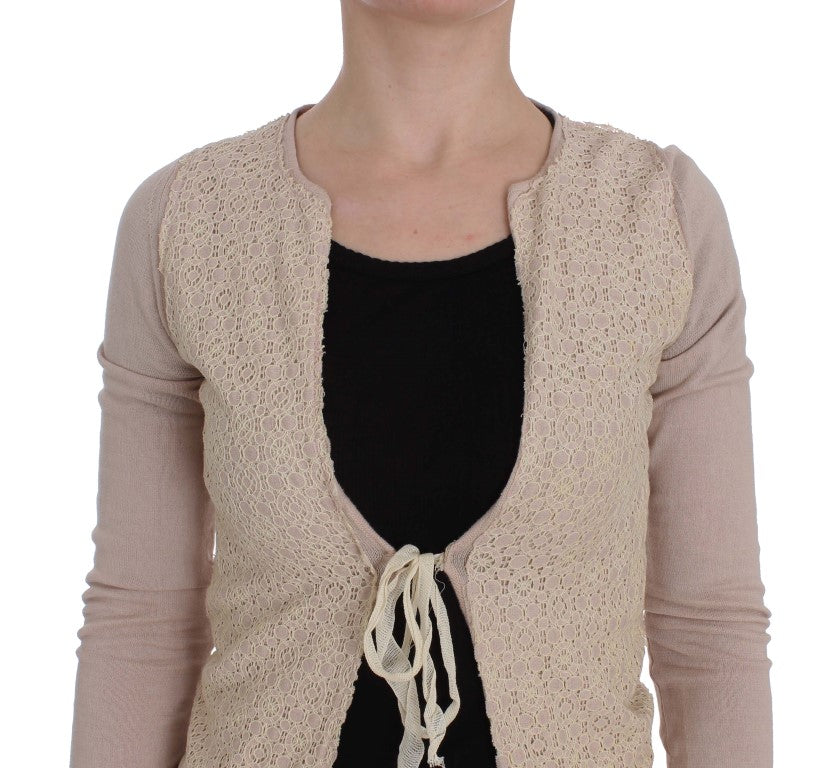 Elegante maglione rosa avvolgente in maglia di cotone