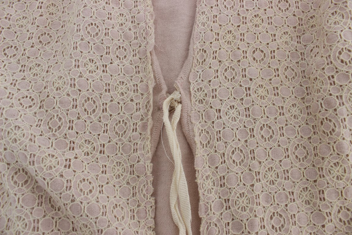 Elegante maglione rosa avvolgente in maglia di cotone