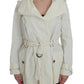 Elegant White Wrap Trench Jacket