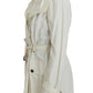 Elegant White Wrap Trench Jacket