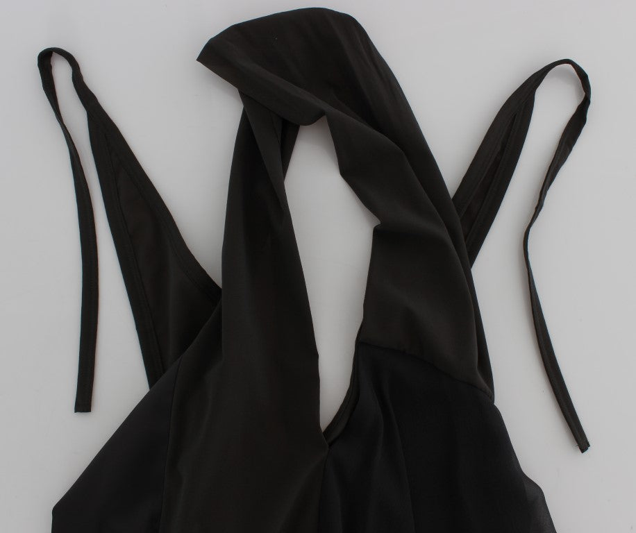 Elegante Neckholder-Bluse in Grau und Blau