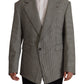 Elegant Gray Checkered Wool Blazer