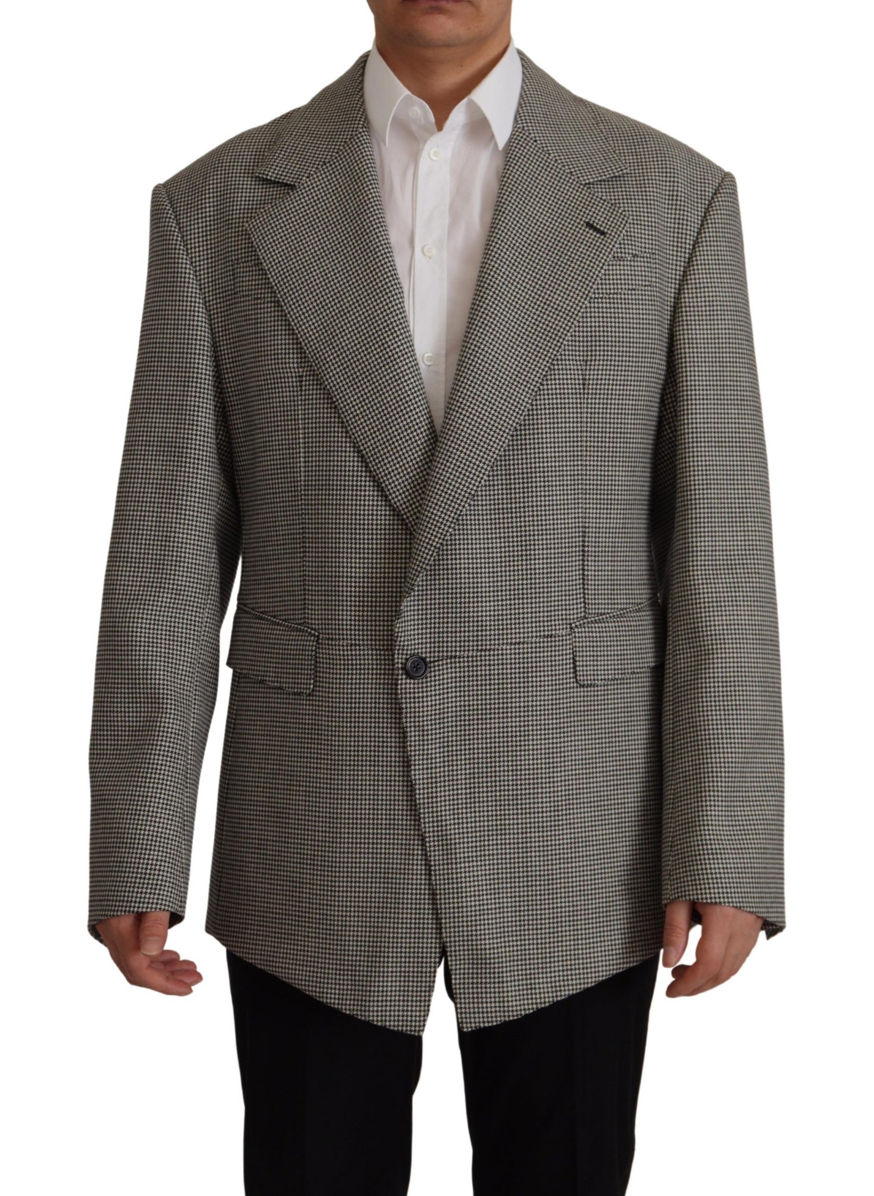 Eleganter grau karierter Wollblazer