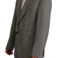 Elegant Gray Checkered Wool Blazer