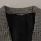 Elegant Gray Checkered Wool Blazer