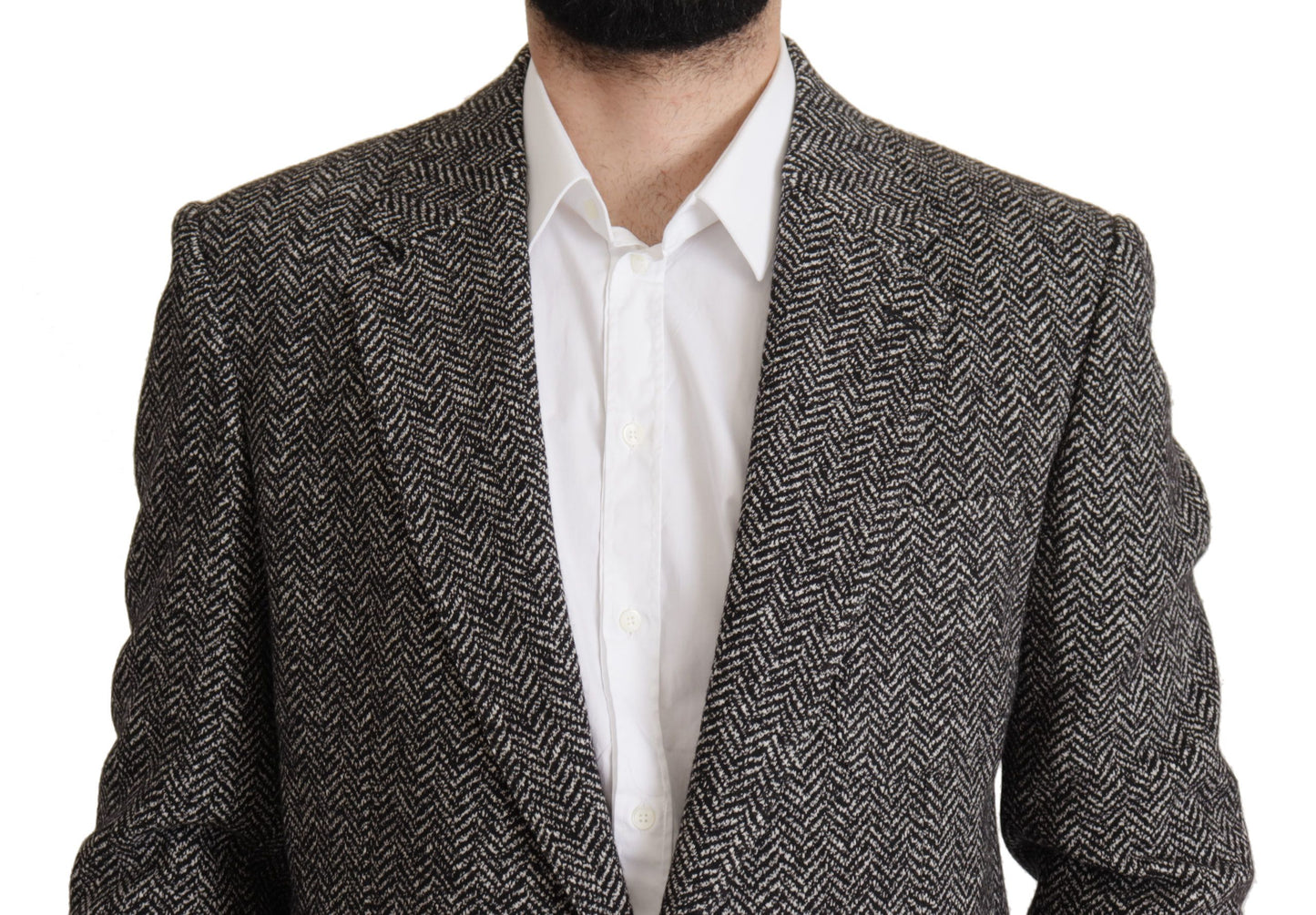 Exquisite Gray Herringbone Blazer Jacket