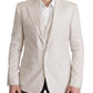 Elegant Light Gray Silk Blend Suit Jacket Set