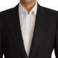 Elegant Slim Black Wool Blazer Jacket