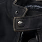 Elegante giacca in pelle nera con dettagli in argento