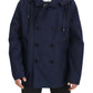 Elegant Double-Breasted Blue Parka Jacket