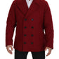 Elegant Red Double Breasted Wool Jacket