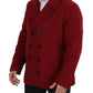 Elegant Red Double Breasted Wool Jacket