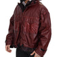 Elegant Bordeaux Full Zip Hooded Jacket