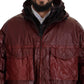 Elegant Bordeaux Full Zip Hooded Jacket