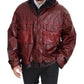 Elegant Bordeaux Full Zip Hooded Jacket