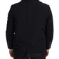 Elegant Full Zip Black Wool Blend Jacket