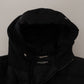 Elegant Black Hooded Parka Winter Jacket