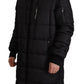 Elegant Black Hooded Parka Winter Jacket