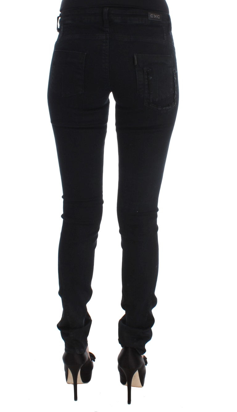Elegante Slim Fit Designer-Jeans in klassischem Schwarz