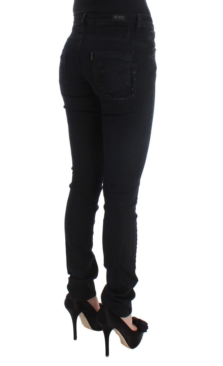 Elegante Slim Fit Designer-Jeans in klassischem Schwarz
