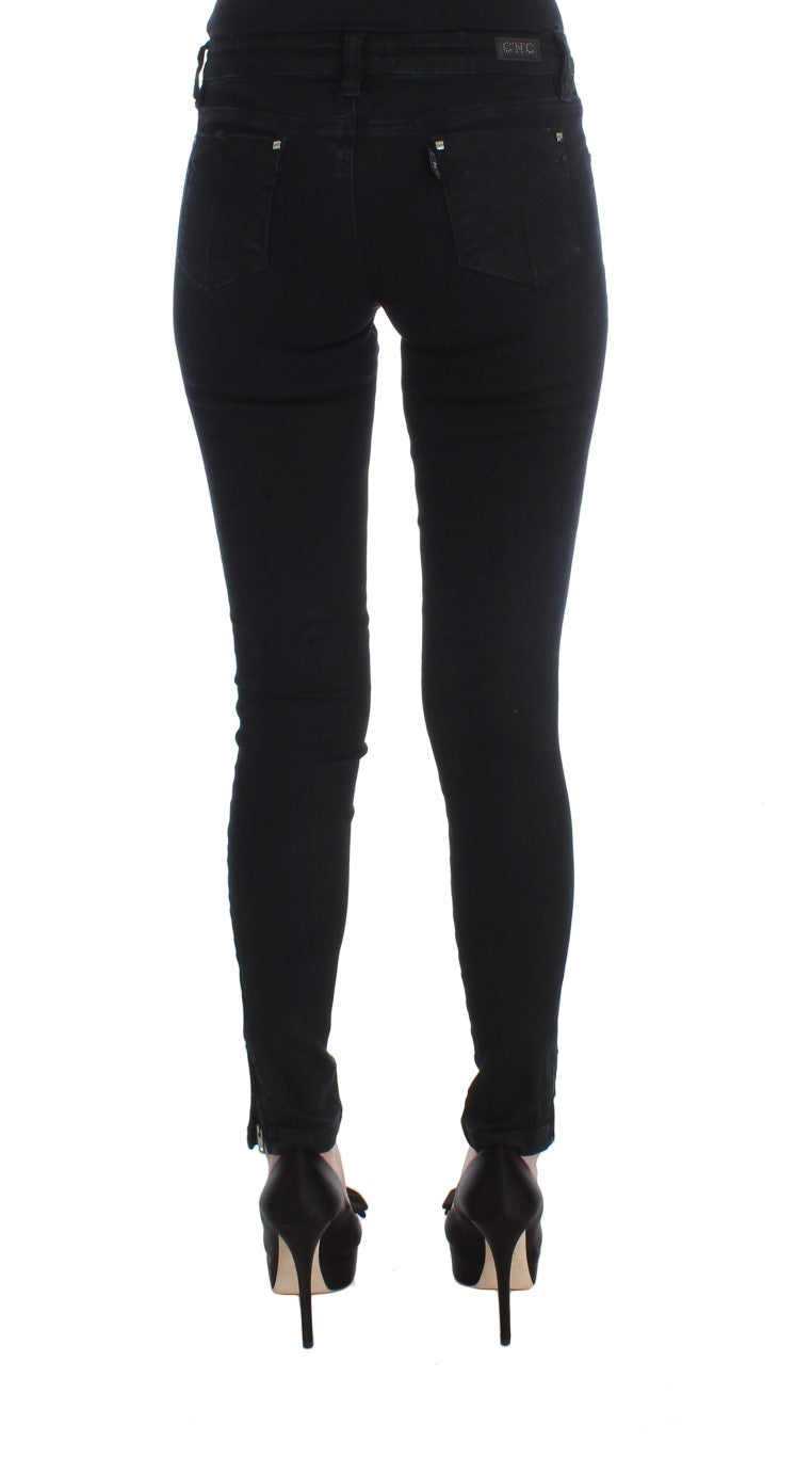 Elegante schwarze Slim Fit Designer-Jeans