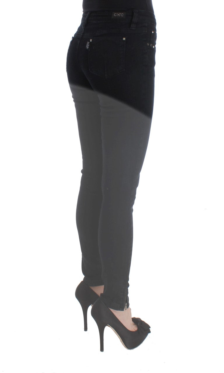 Elegante schwarze Slim Fit Designer-Jeans