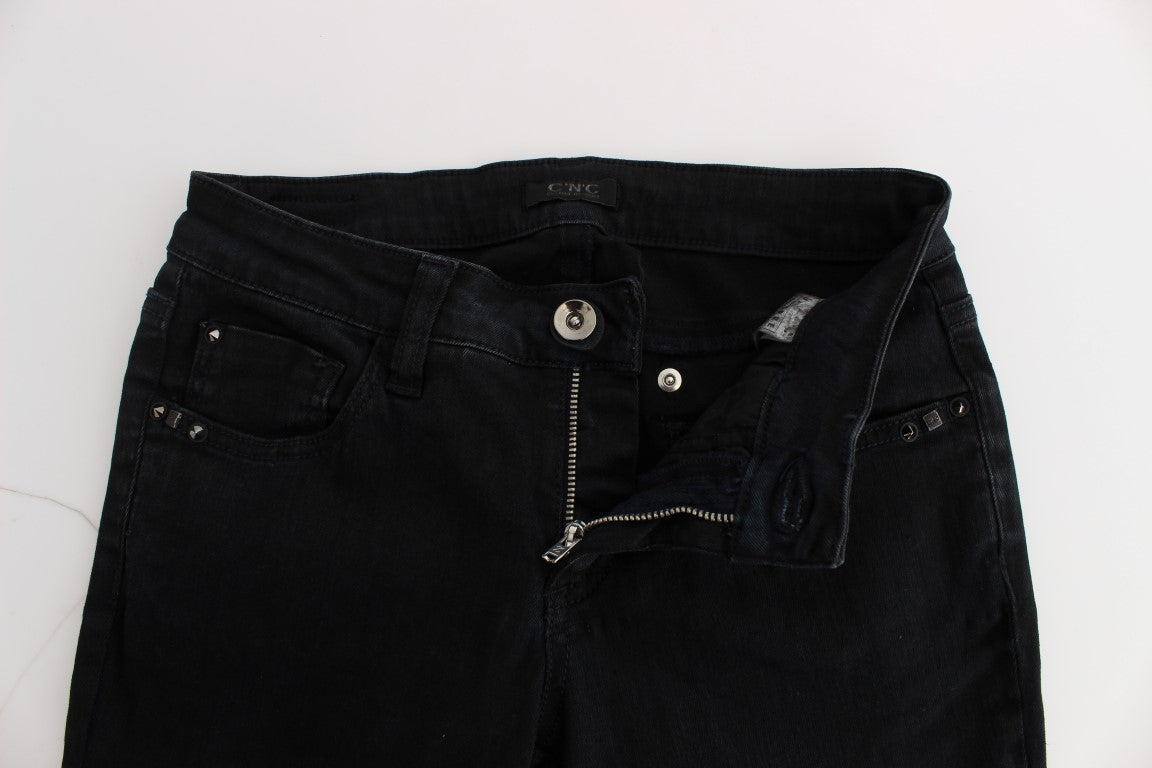 Elegante schwarze Slim Fit Designer-Jeans