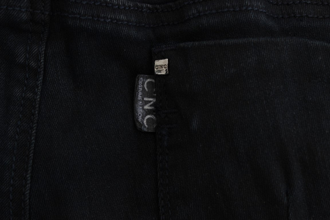 Elegante schwarze Slim Fit Designer-Jeans