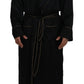 Elegant Black Silk Long Robe Coat