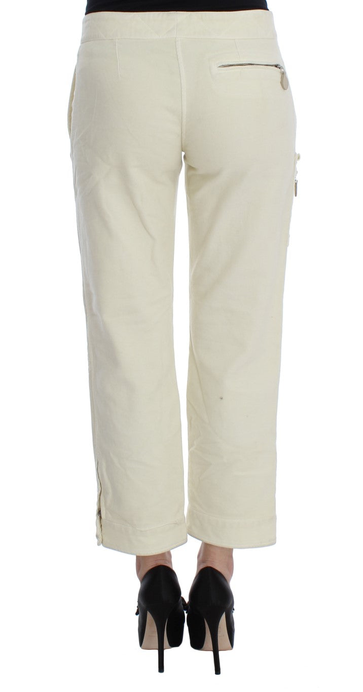 Beige Caprihose mit verkürzter Passform