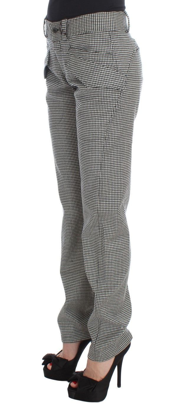 Schicke karierte schwarz-weiße Regular Fit Hose