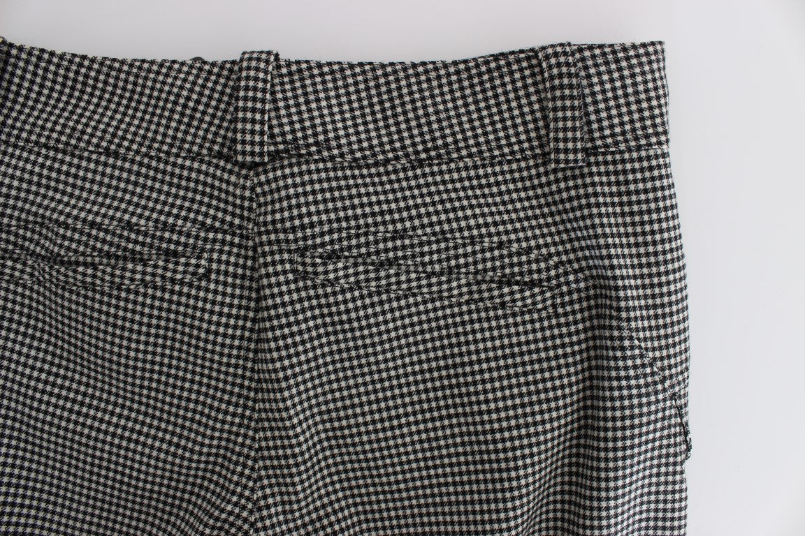 Schicke karierte schwarz-weiße Regular Fit Hose