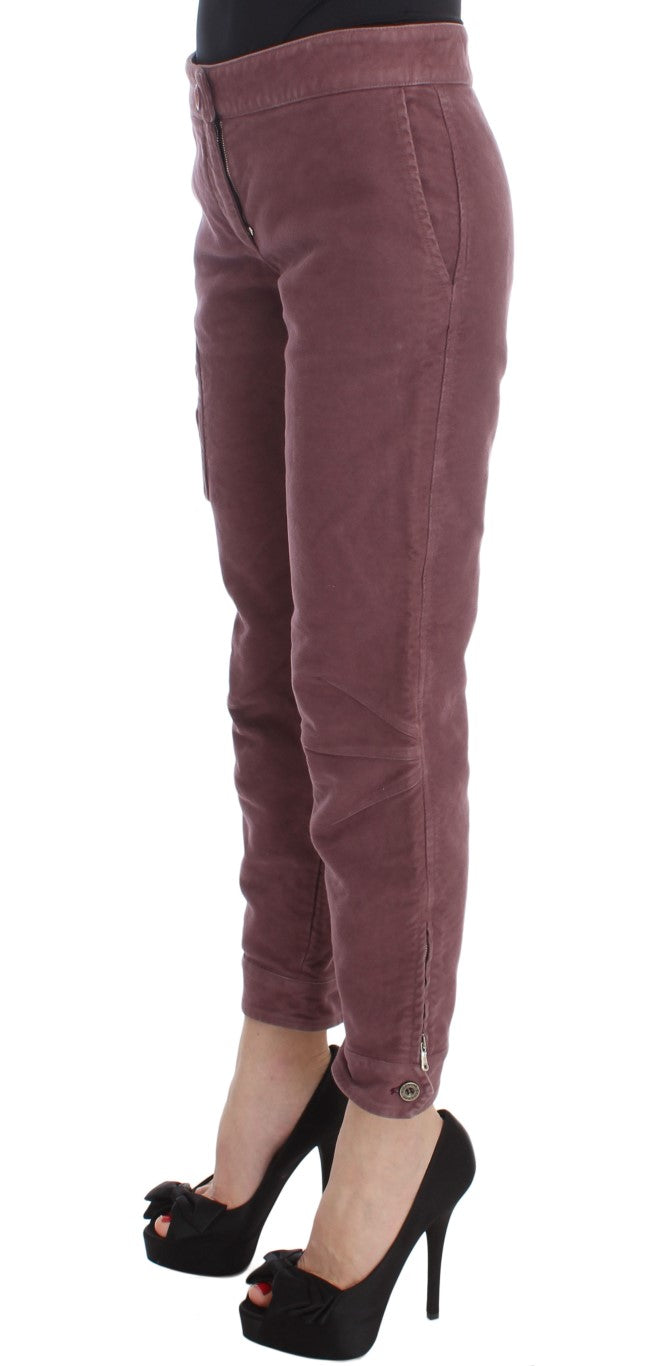 Schicke bordeauxfarbene Capri-Cargohose