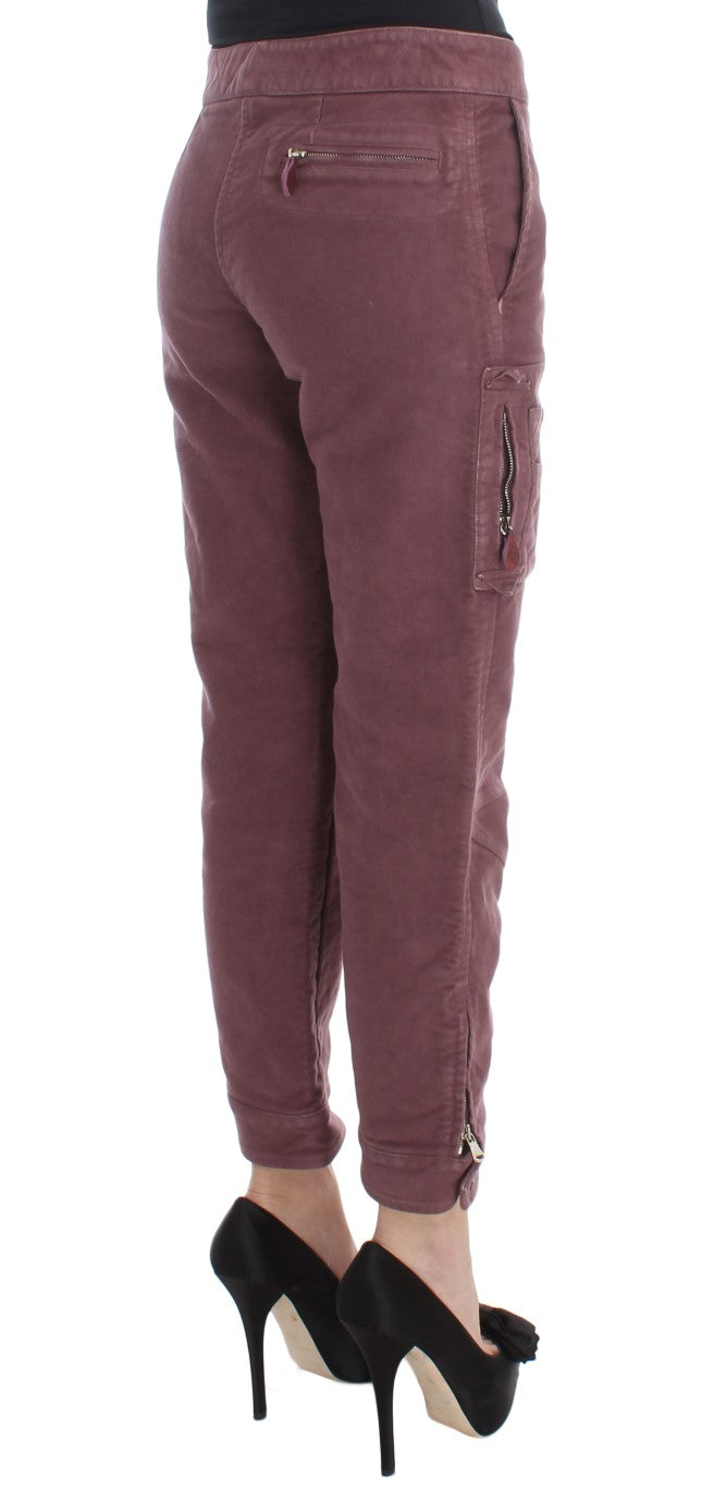 Schicke bordeauxfarbene Capri-Cargohose