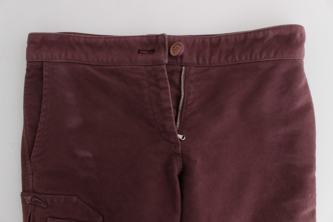 Schicke bordeauxfarbene Capri-Cargohose