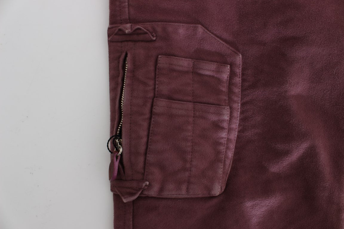 Schicke bordeauxfarbene Capri-Cargohose