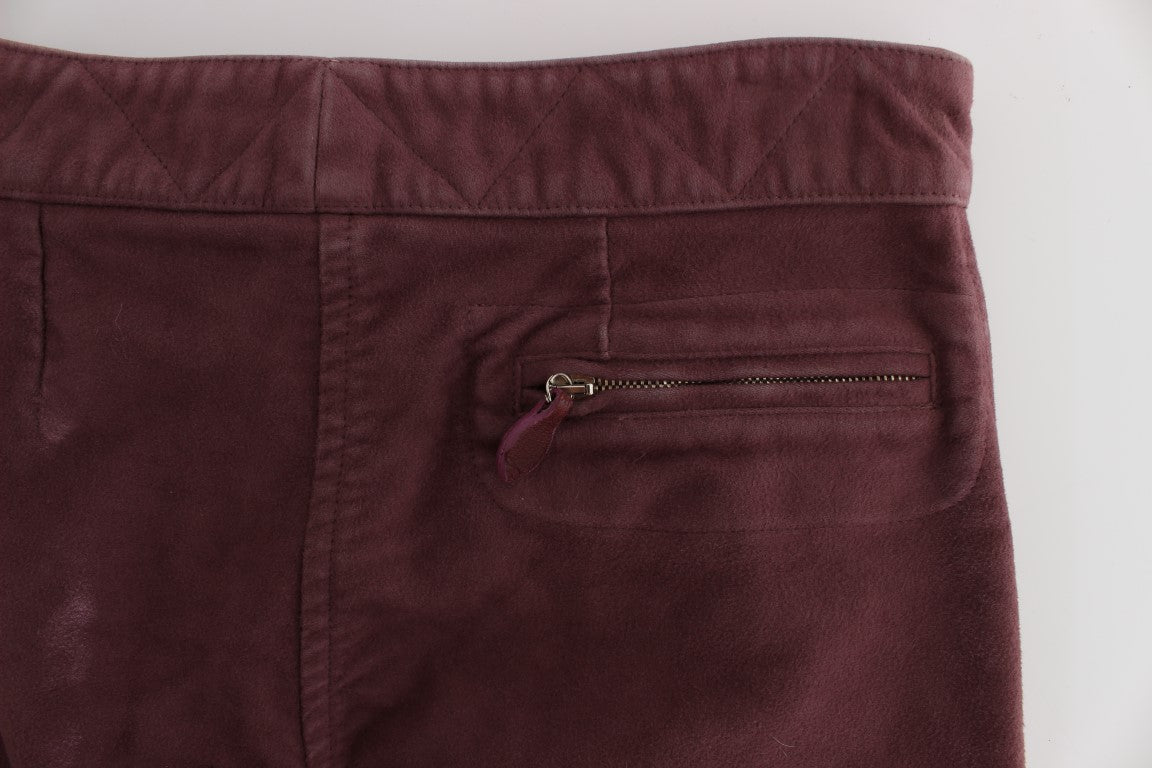 Schicke bordeauxfarbene Capri-Cargohose
