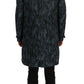 Blue Camouflage Trench Coat Elegance