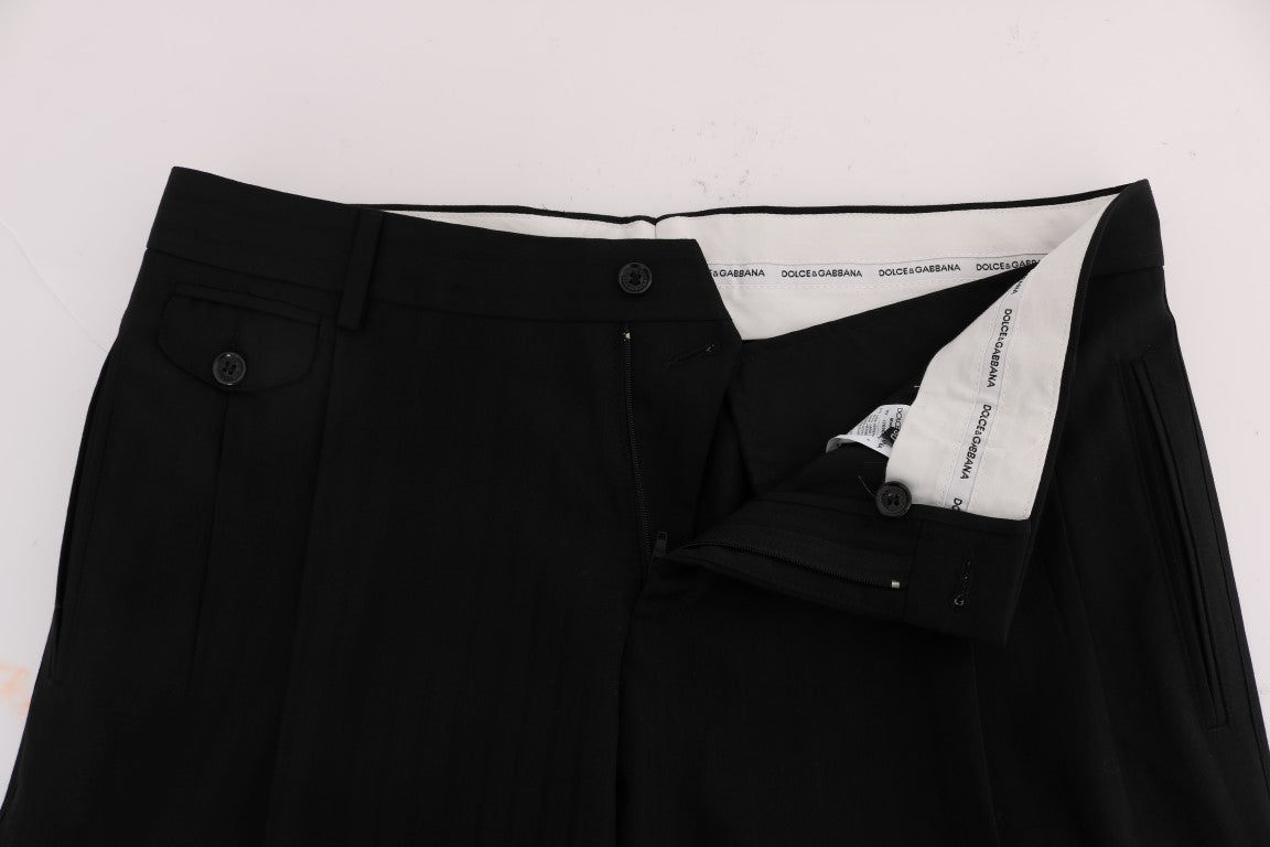 Elegante, schwarz gestreifte Anzughose mit geradem Schnitt