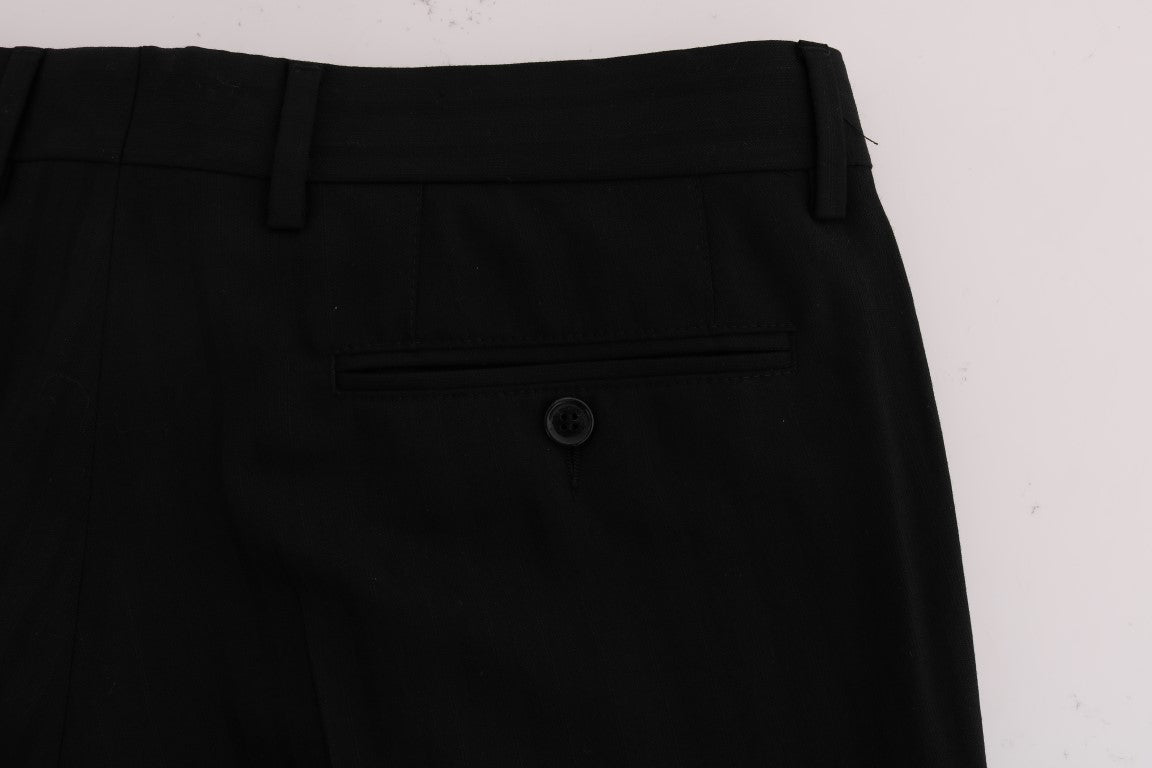 Elegante, schwarz gestreifte Anzughose mit geradem Schnitt
