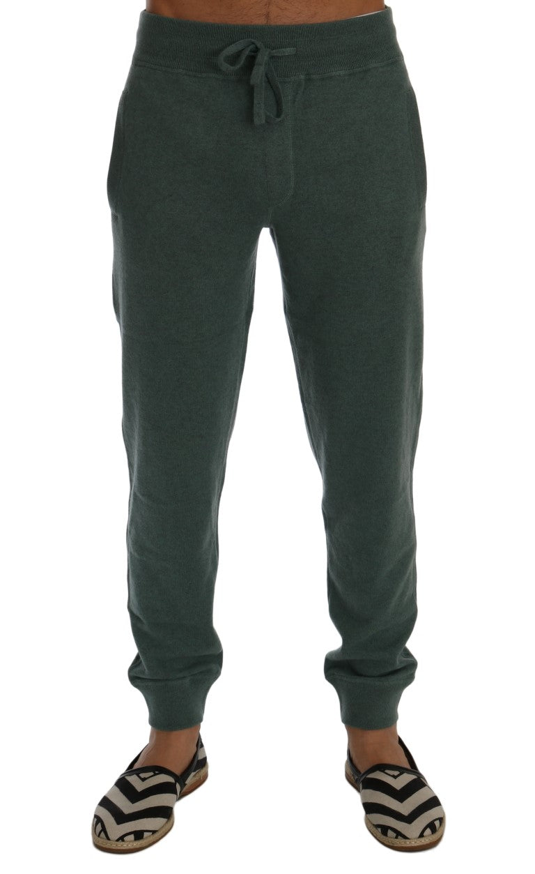 Pantaloni sportivi eleganti in cashmere verde