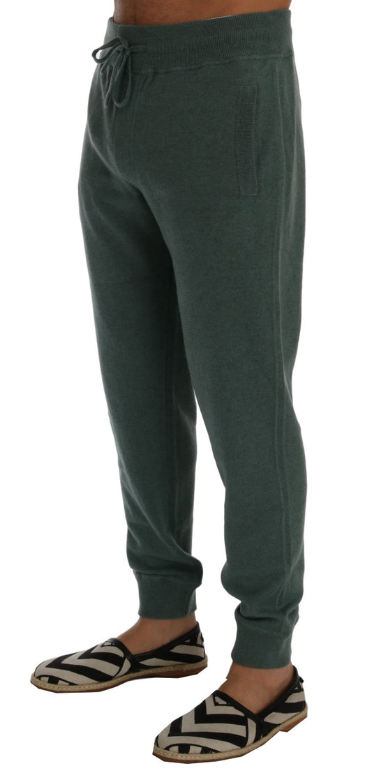 Pantaloni sportivi eleganti in cashmere verde