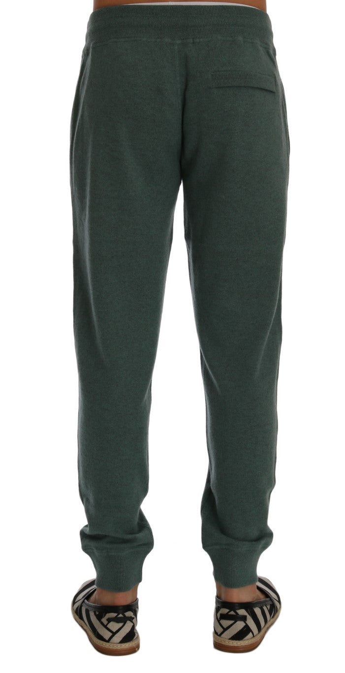 Pantaloni sportivi eleganti in cashmere verde