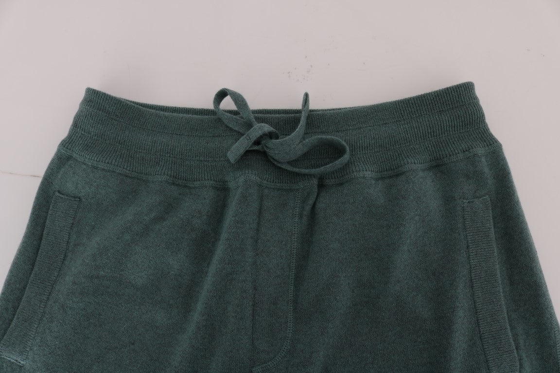 Pantaloni sportivi eleganti in cashmere verde