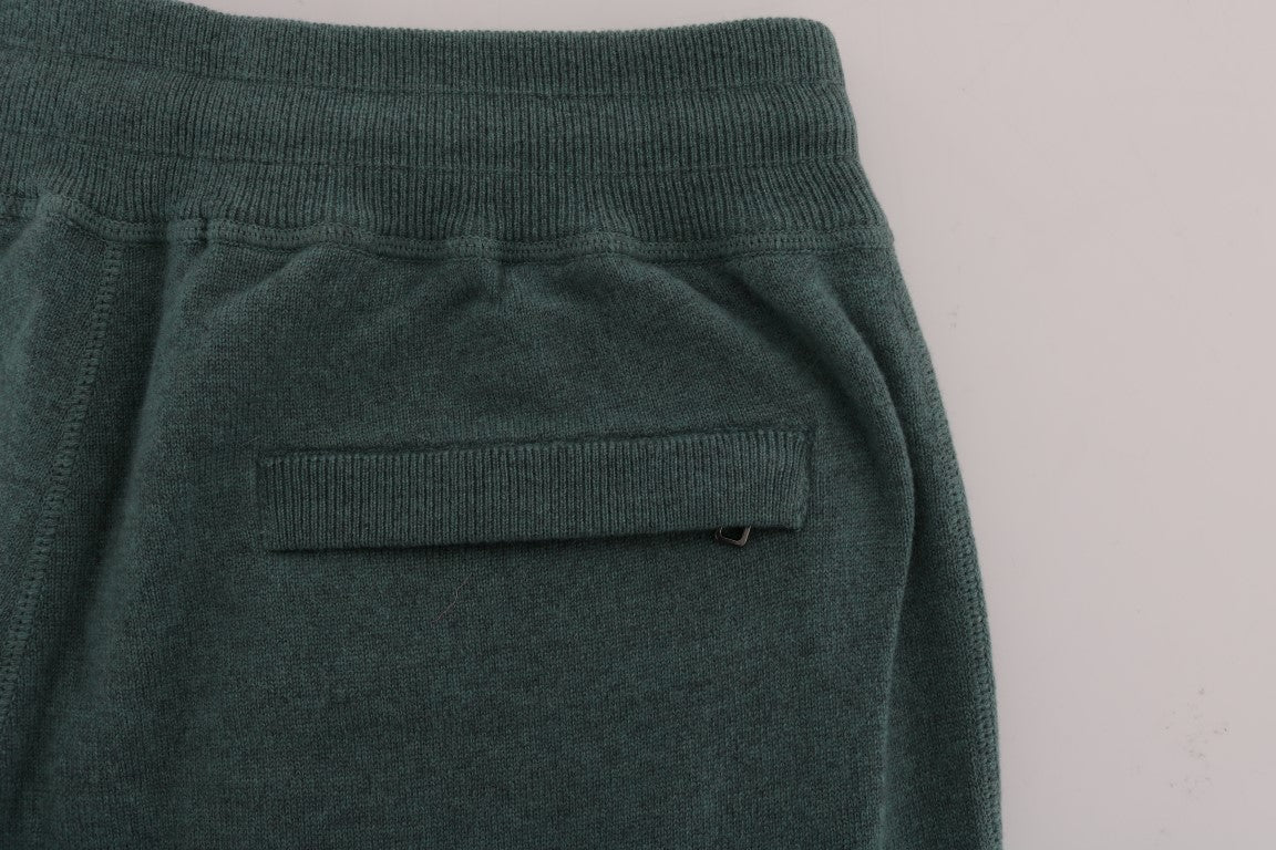 Pantaloni sportivi eleganti in cashmere verde