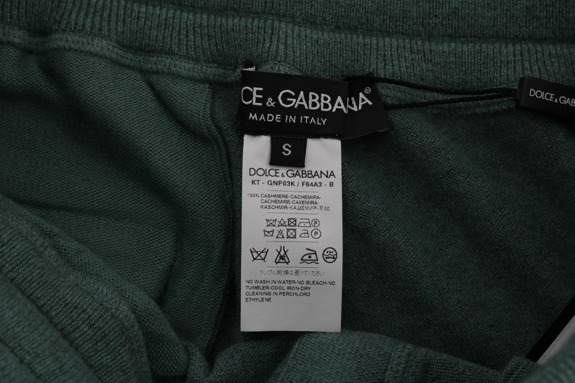 Pantaloni sportivi eleganti in cashmere verde