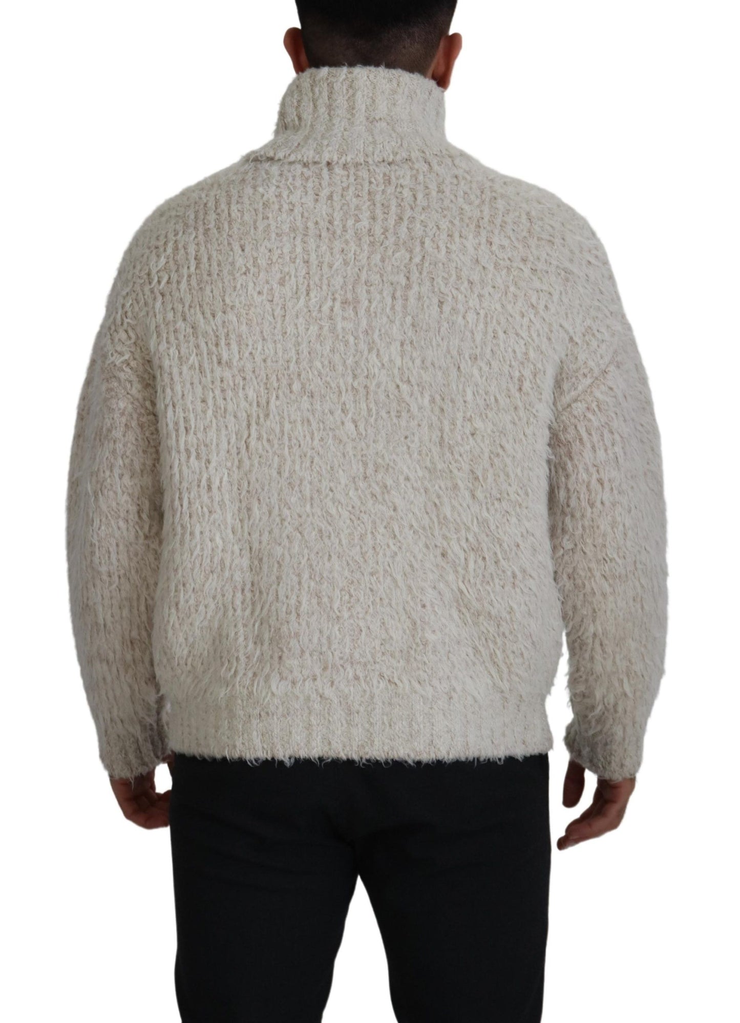 Eleganter cremefarbener Rollkragenpullover aus Wollmischung
