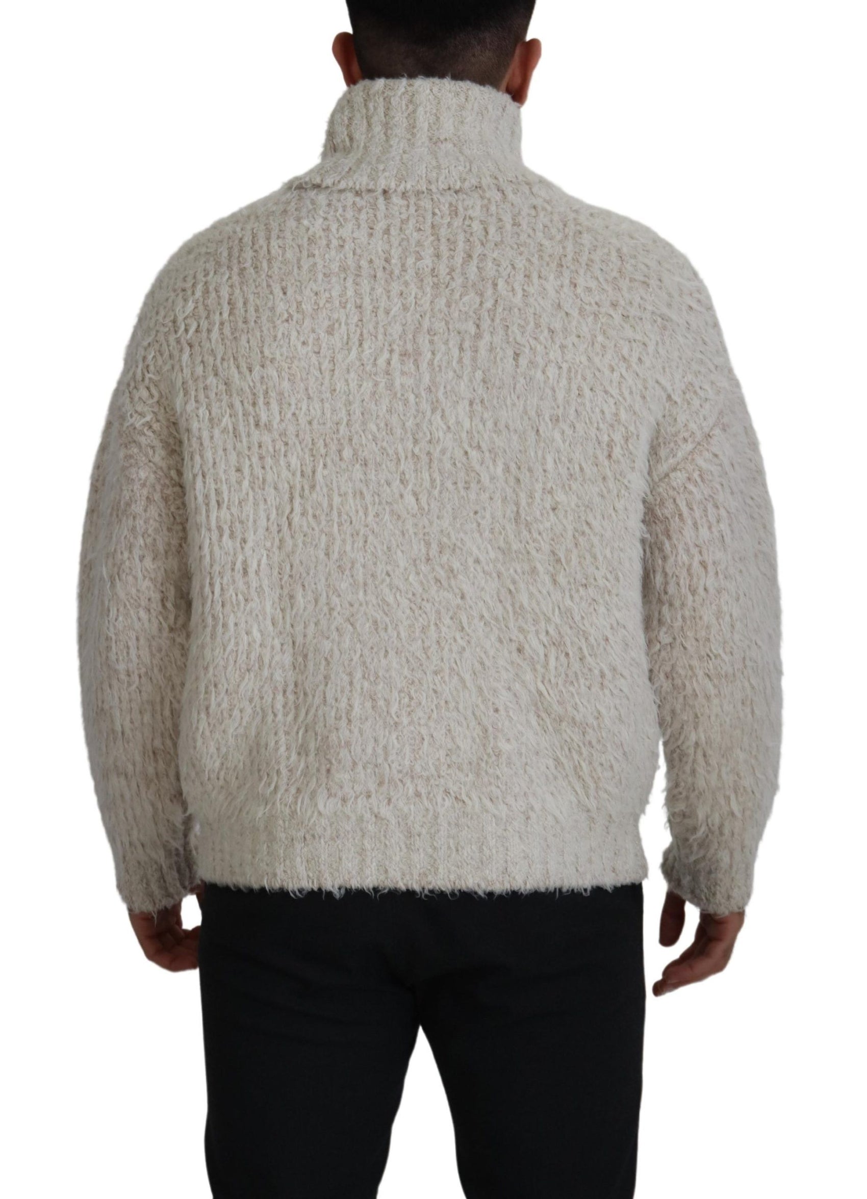 Eleganter cremefarbener Rollkragenpullover aus Wollmischung