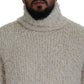 Eleganter cremefarbener Rollkragenpullover aus Wollmischung