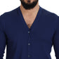 Eleganter blauer Cardigan-Pullover aus Schurwolle
